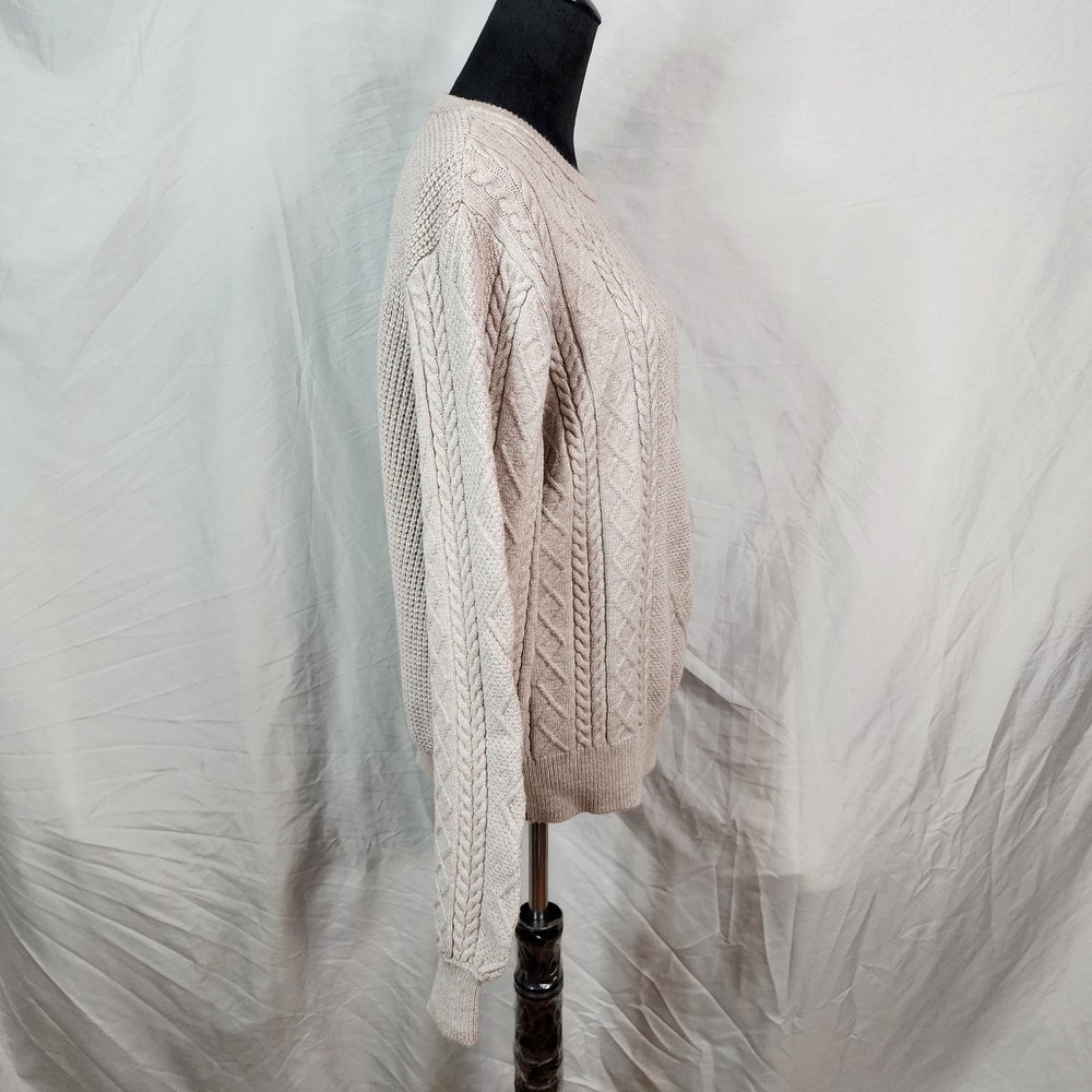 New! CYRUS Size XL Beige Soft & Cozy‎ Rayon Blend Cable Knit Crew Neck Sweater - Picture 3 of 10